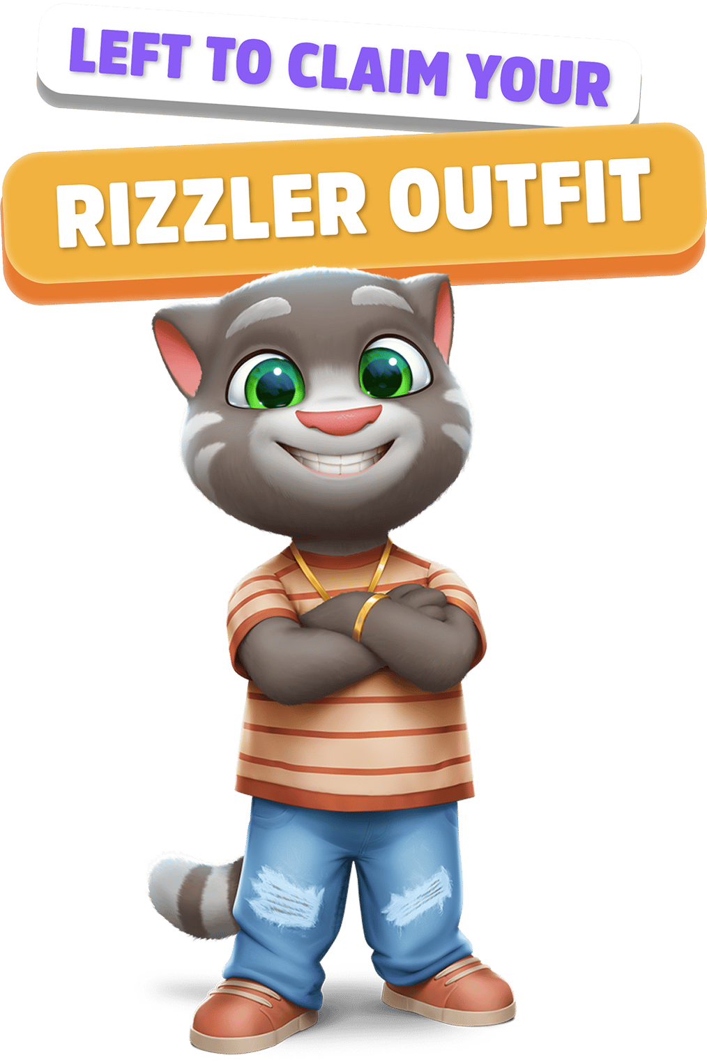 Left to claim your rizzler outfit. Tom wearing the rizzler outfit.