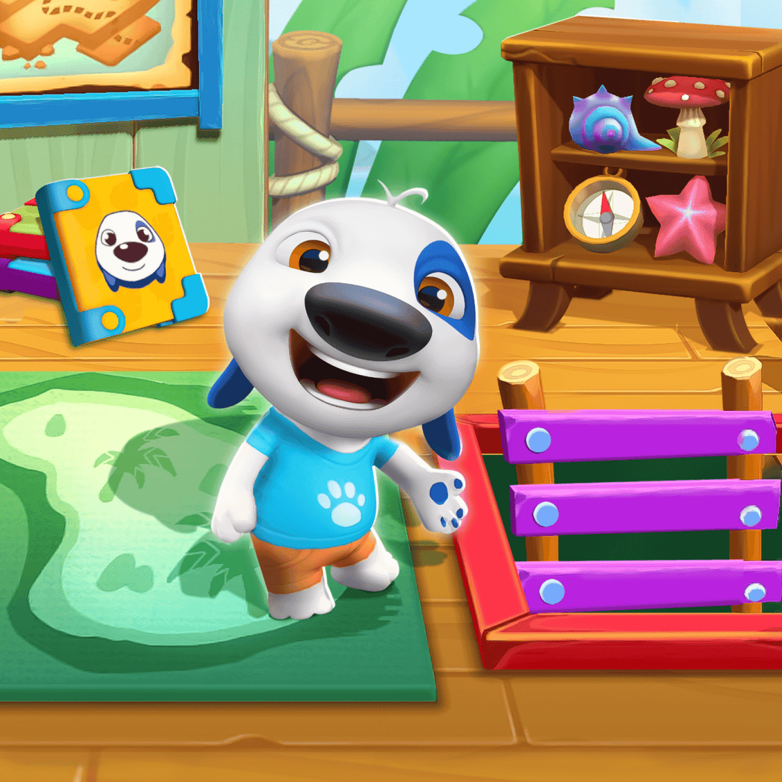 Talking Hank in his treehouse in My Talking Hank: Islands game.