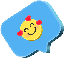 Smile with hearts emoji inside of a chat bubble