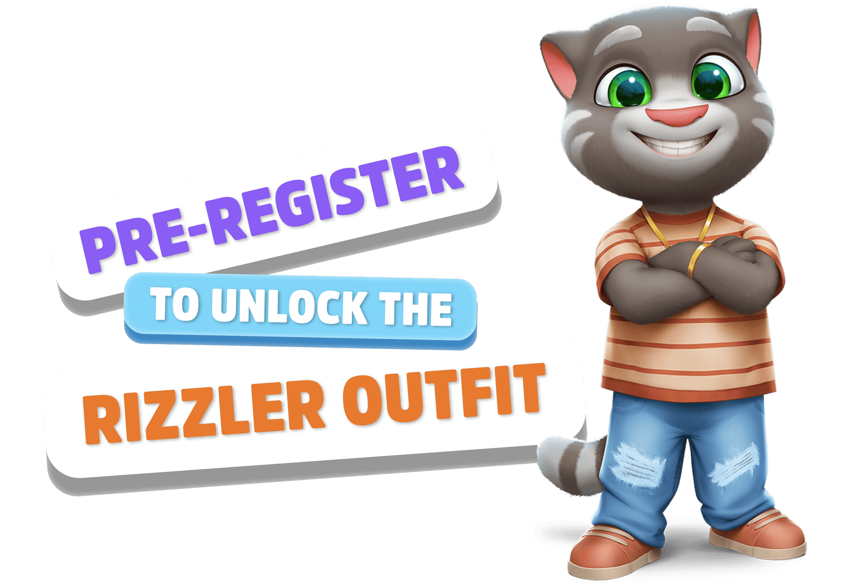 Pre-register to unlock the rizzler outfit. Tom wearing the rizzler outfit.