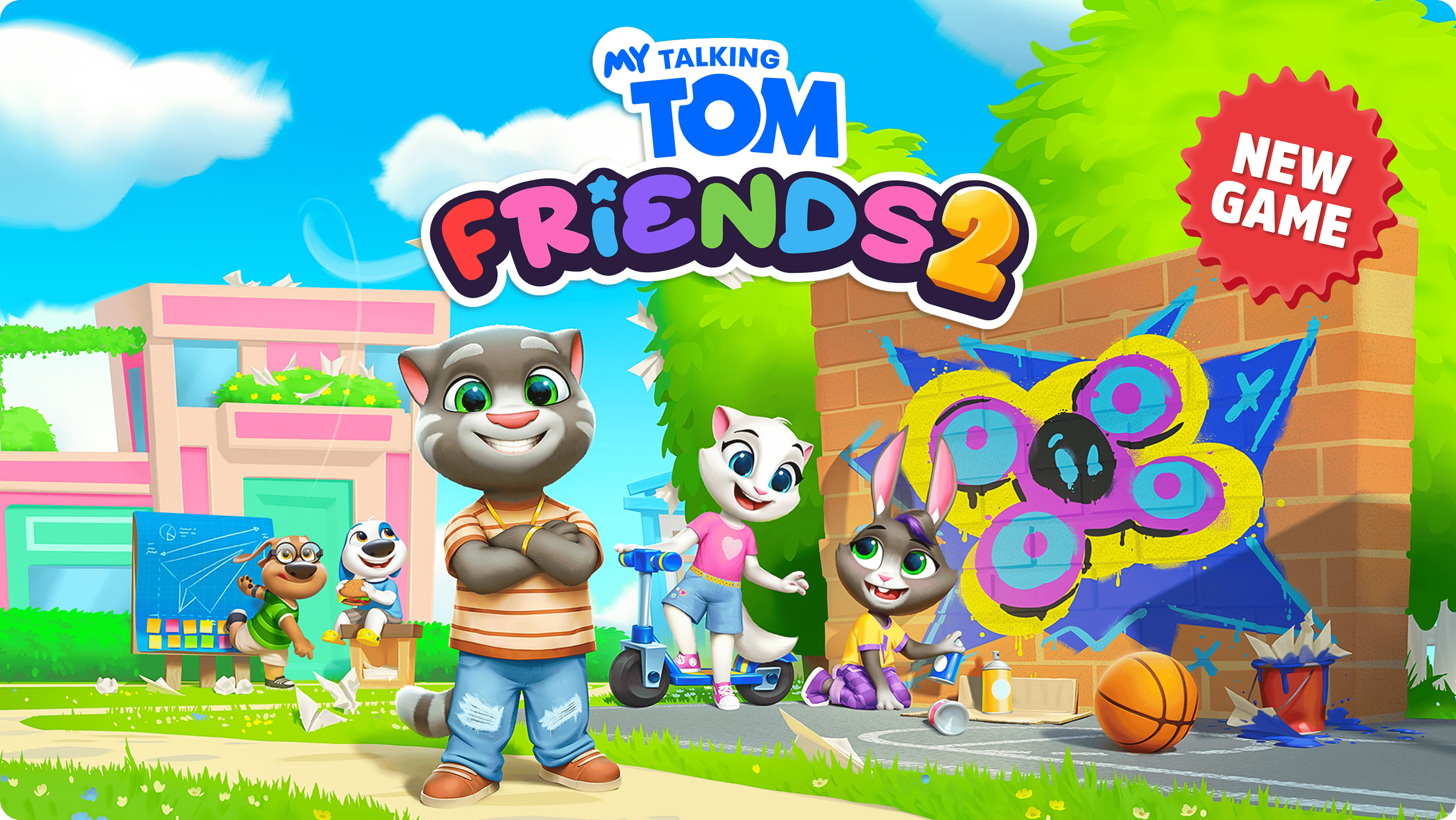 My Talking Tom Friends 2. Tom and friends hanging out in the park and doing fun activities.