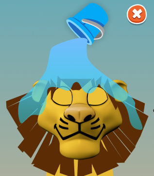 The lion is automatically washed.