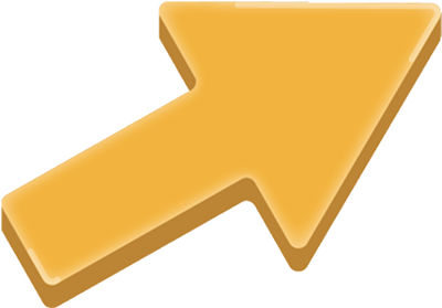 Orange arrow pointing at the application stores install buttons.