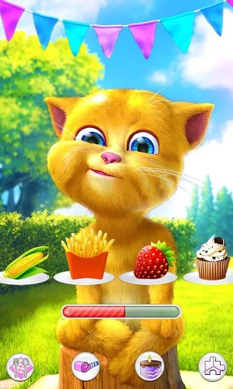 Talking Ginger munching on some snacks inside of Talking Ginger 2 game.