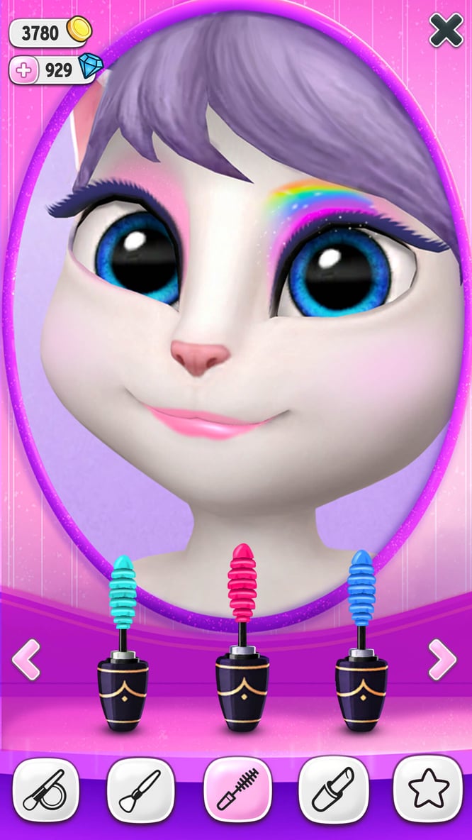 Talking Angela makeup UI in My Talking Angela game.