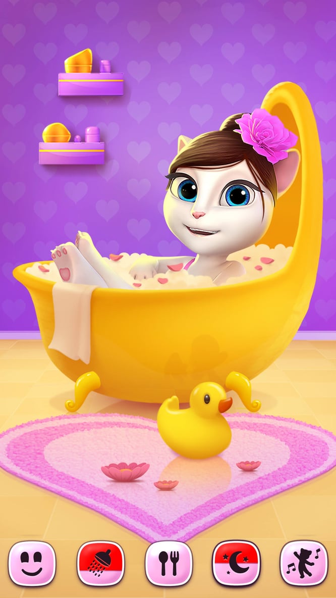 Talking Angela bathroom UI inside of My Talking Angela game.