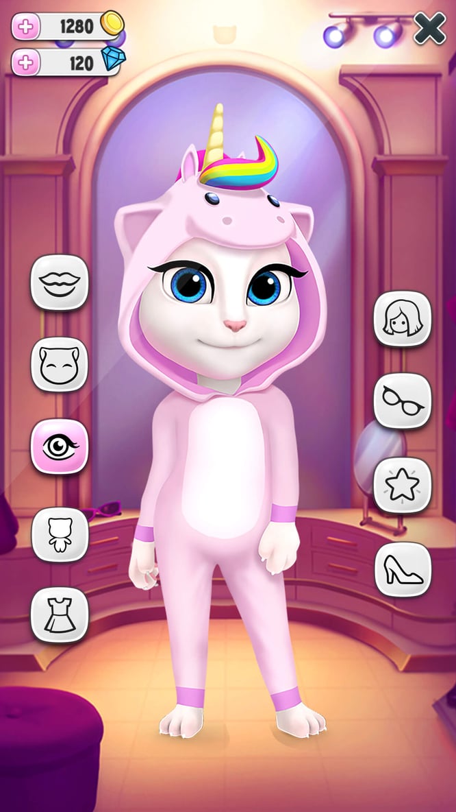My Talking Angela game wardrobe UI.