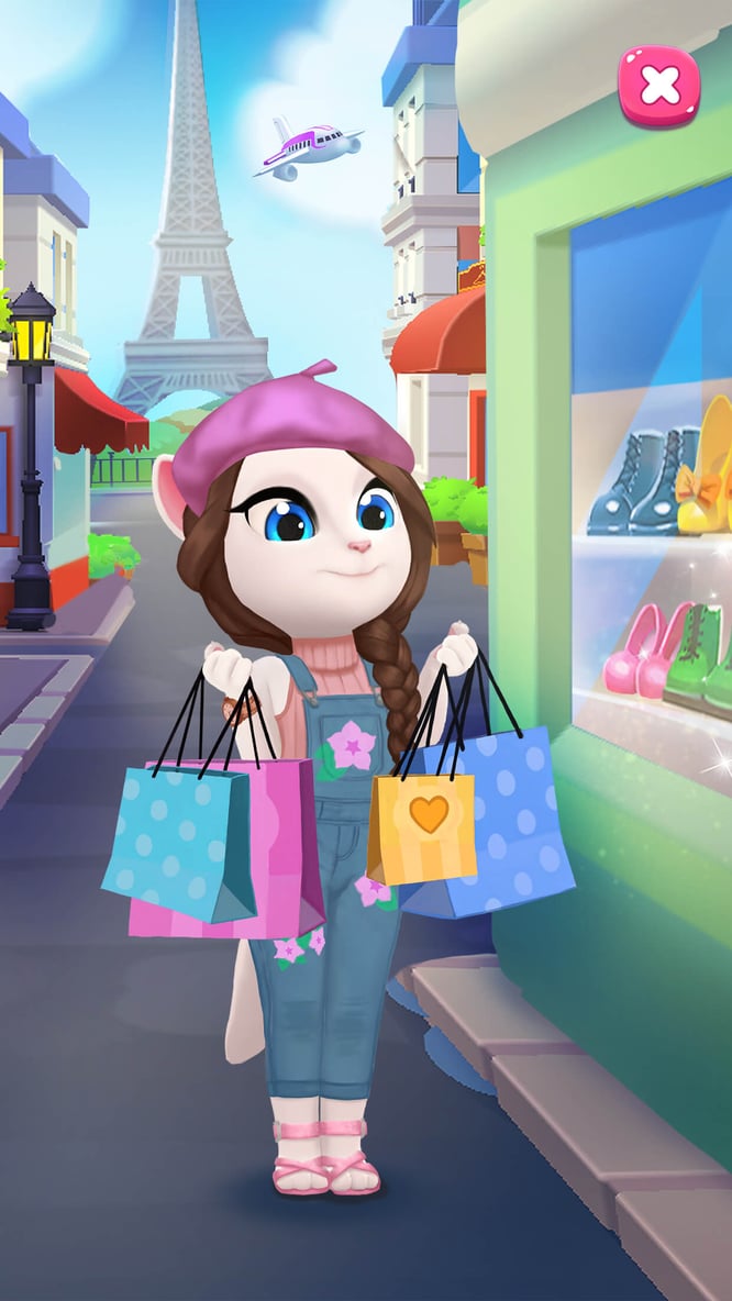 Talking Angela shopping inside of My Talking Angela 2 game.