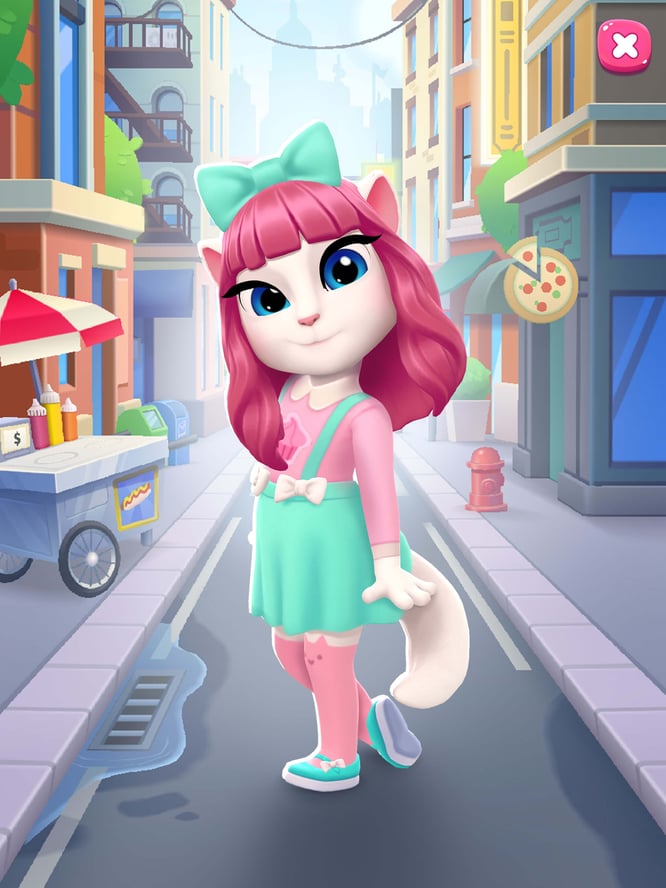 Talking Angela wearing street fashion inside of My Talking Angela 2 game.