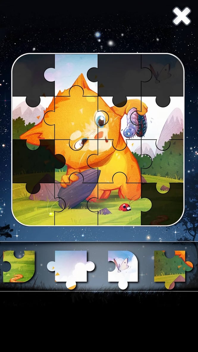 A puzzle of Talking Ginger getting assembled inside of Talking Ginger game.