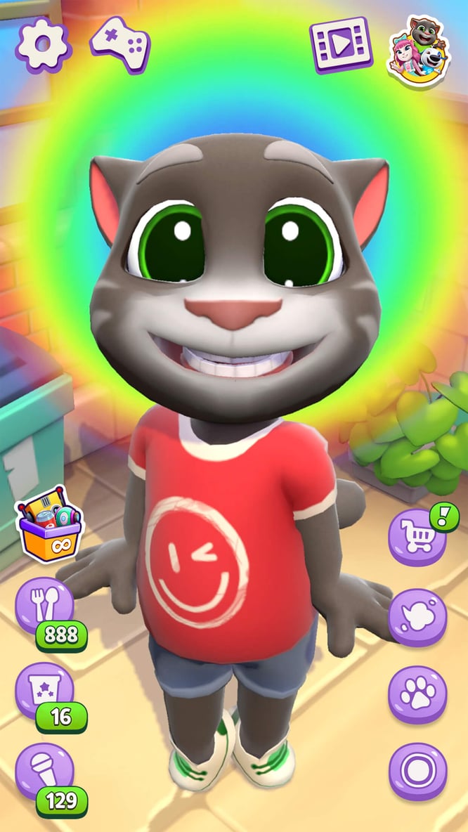 Talking Tom rainbow rush inside of Talking Tom Cat game.