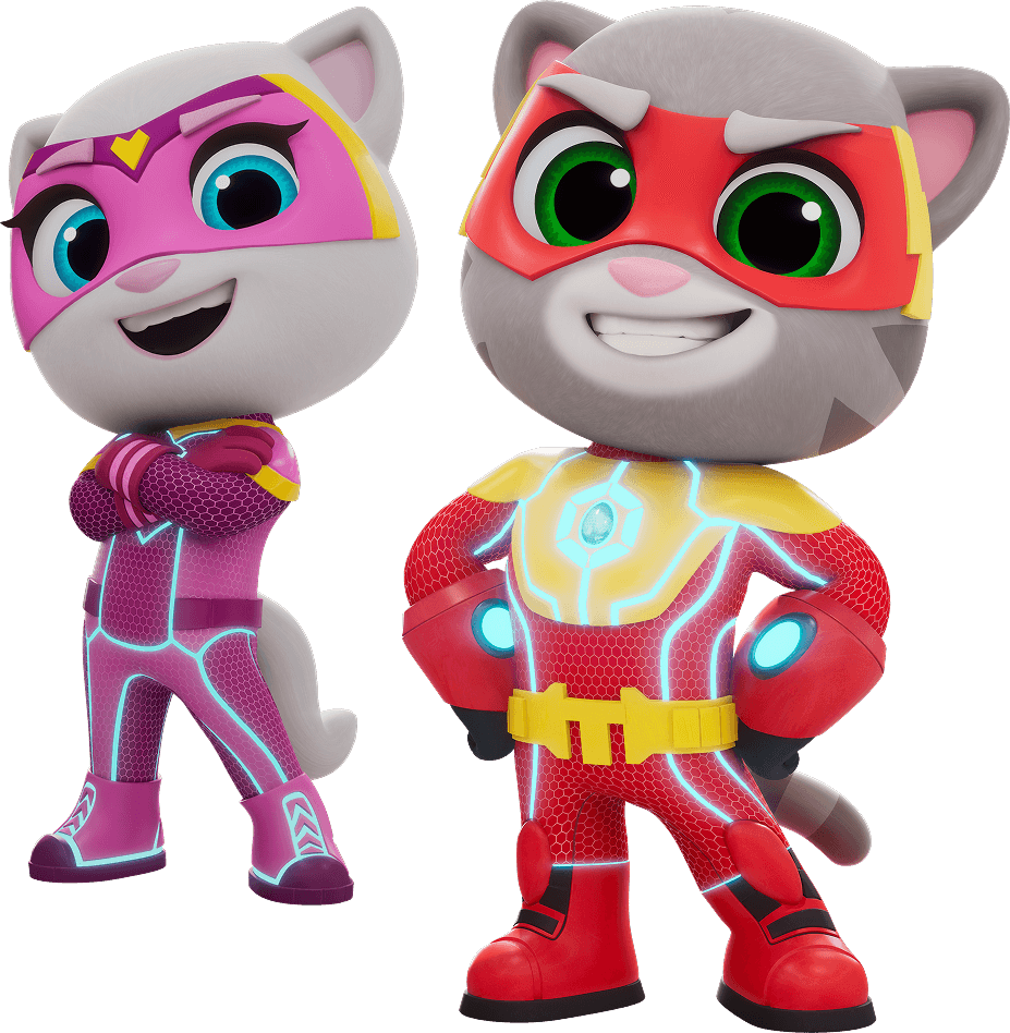 Talking Tom and Angela heroes.